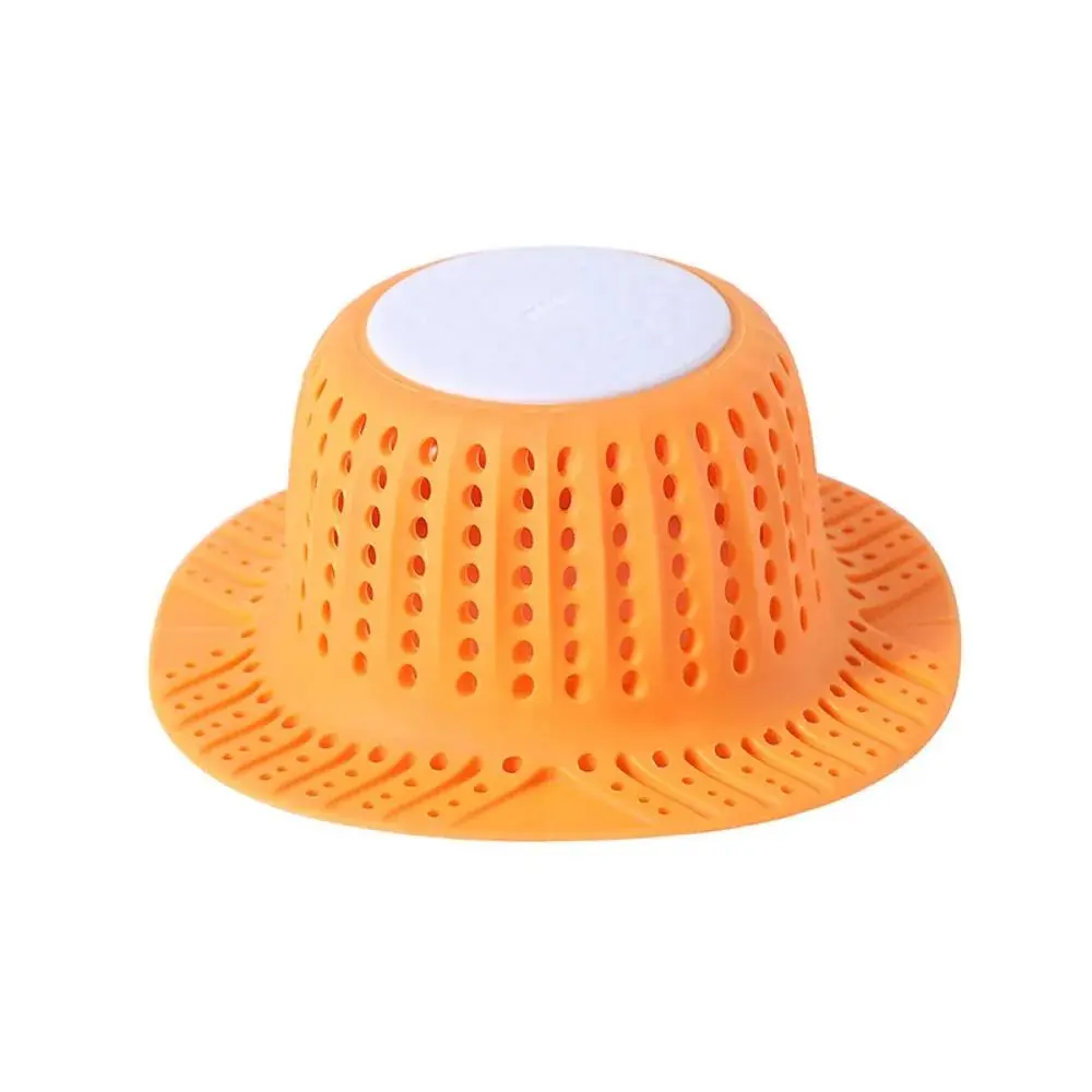 Abflusssieb Hutform mit Lochkorb und breitem Rand – Orange
