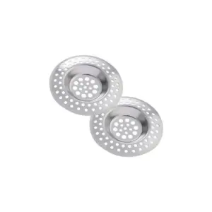 Abflusssieb Set mit Lochrand und Mittelkorb, rund – Silber